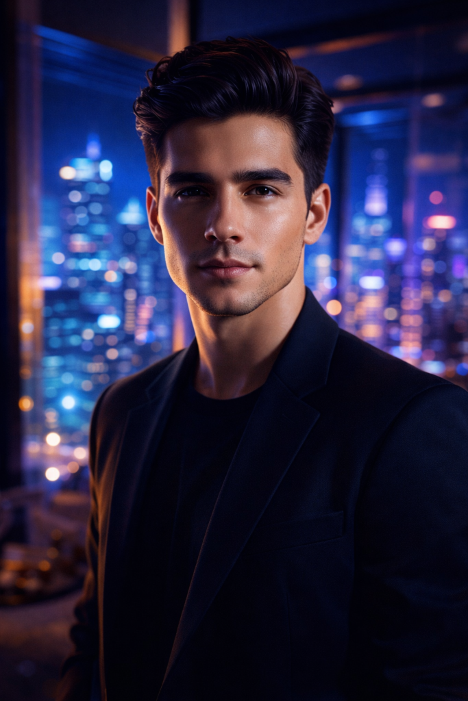 AI Prompts for Instagram Influencer Portraits Cinematic Luxury Portrait (Night City Glow)