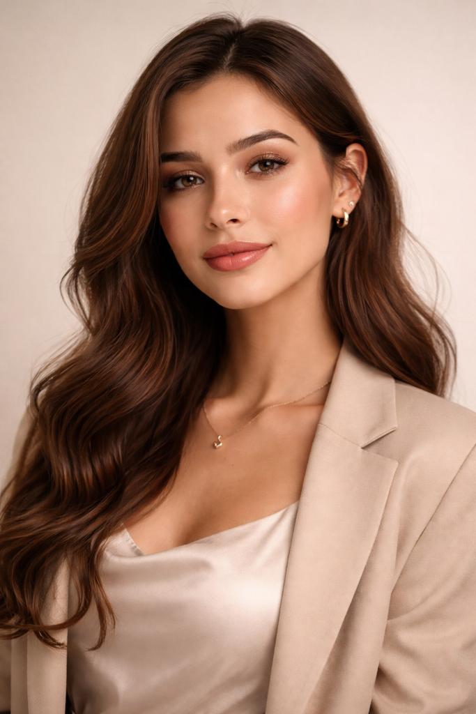 AI Prompts for Instagram Influencer Portraits Soft Glam Studio Portrait (Clean & Aesthetic)