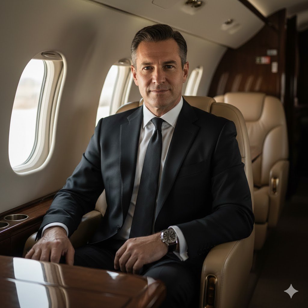 AI Prompts for Luxury Lifestyle Portraits of Private Jet Executive Portrait