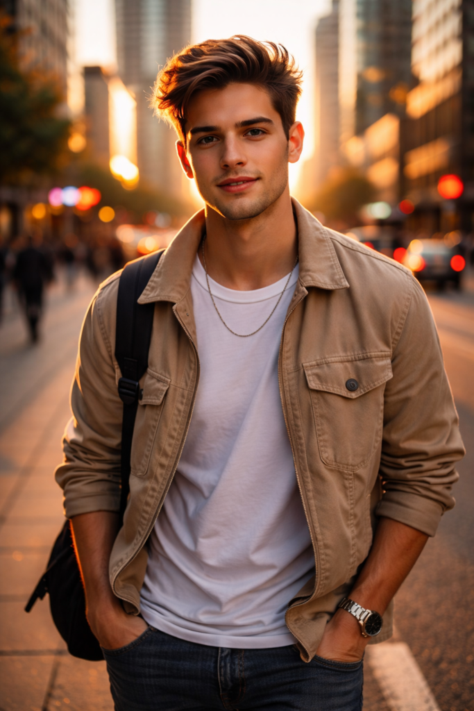 AI Prompts for Street Style Photography Golden Hour Urban Street Portrait