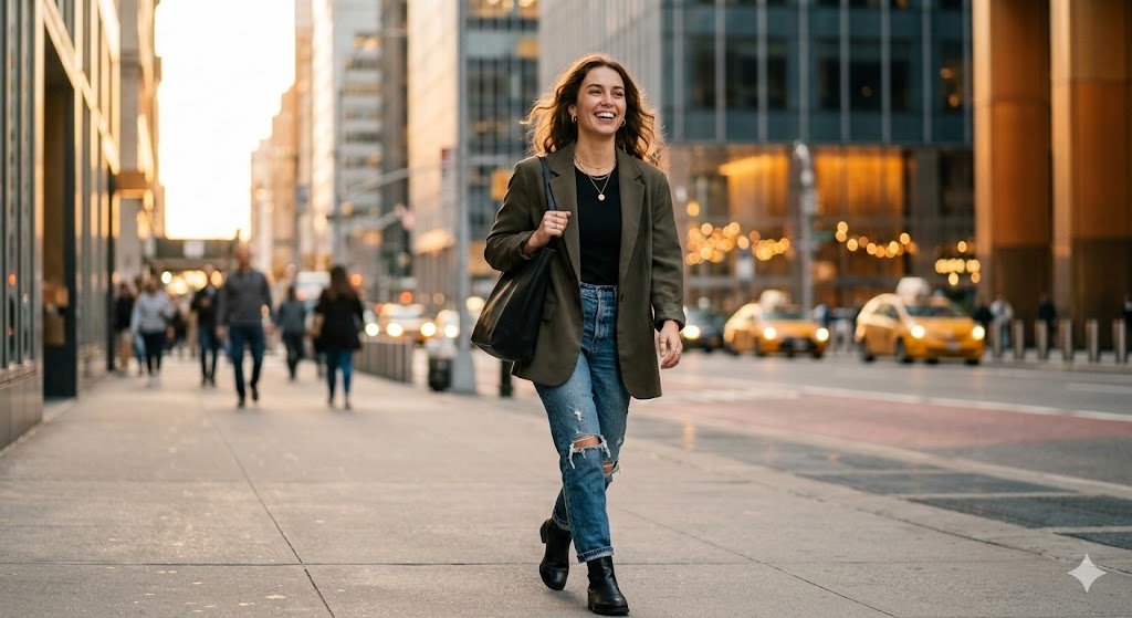 AI Prompts for Street Style Photography of Golden Hour Urban Street Portrait