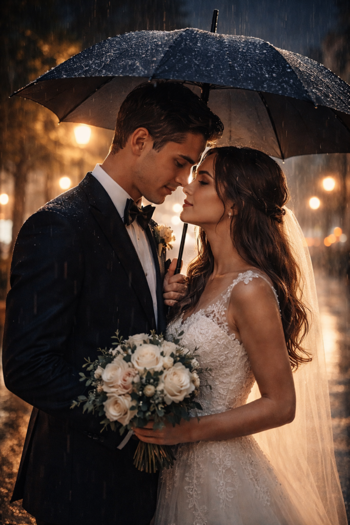 AI Prompts for Wedding Portraits Rainy Night Cinematic Portrait