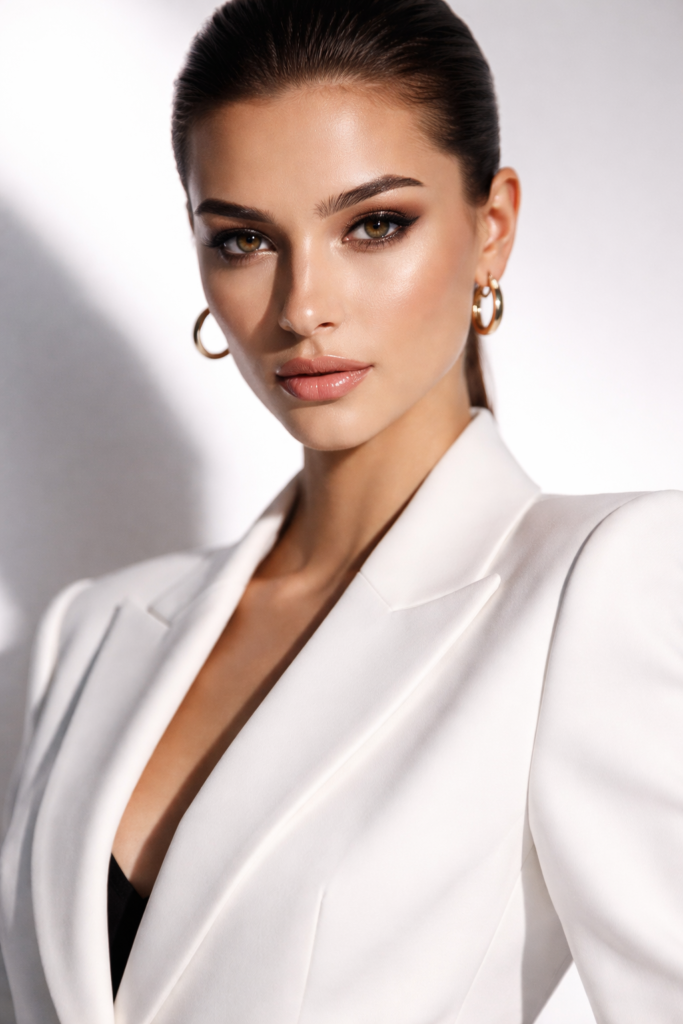 AI Prompts to Create Minimalist White Background Portraits High-Fashion Editorial Minimal Portrait