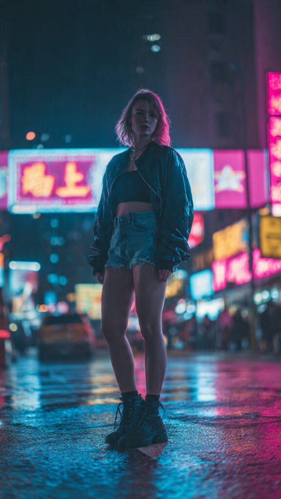 Neon Night Cyberpunk Street Portrait