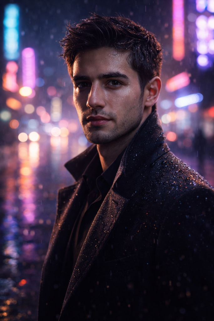 Neon Noir Cinematic AI Portrait (Cyber-Luxury Look)