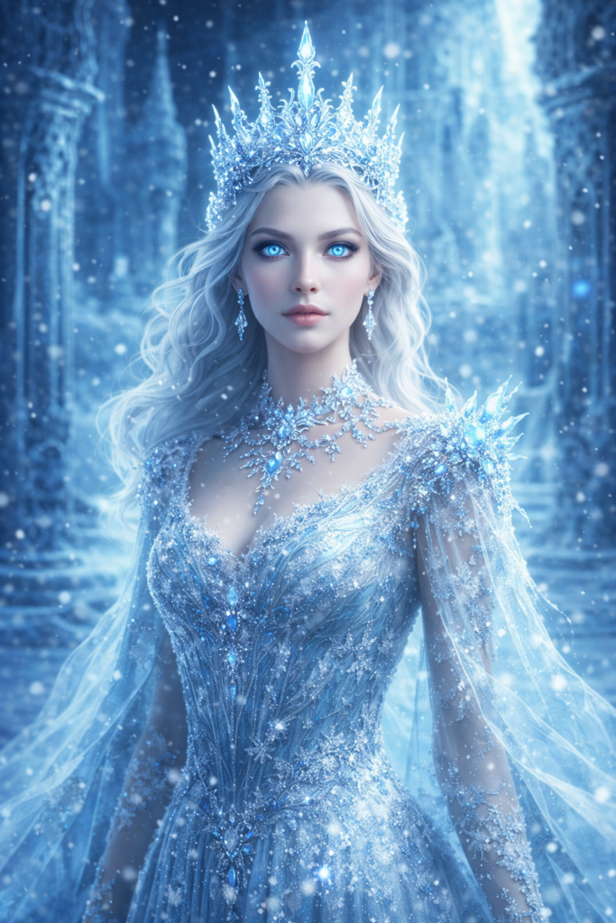 AI Prompts for Royal Queen Aesthetic Portrait Ice Queen Fantasy Portrait