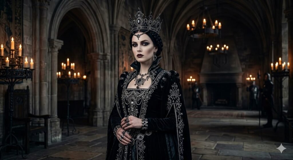 AI Prompts for Royal Queen Aesthetic Portrait of Dark Royal Gothic Queen Portrait