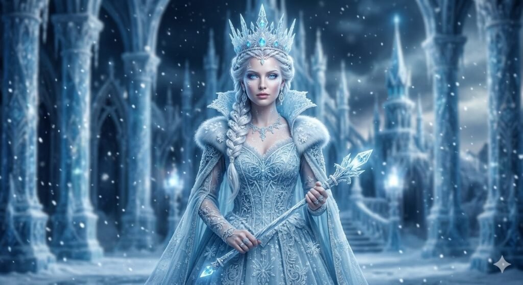 AI Prompts for Royal Queen Aesthetic Portrait of Ice Queen Fantasy Portrait
