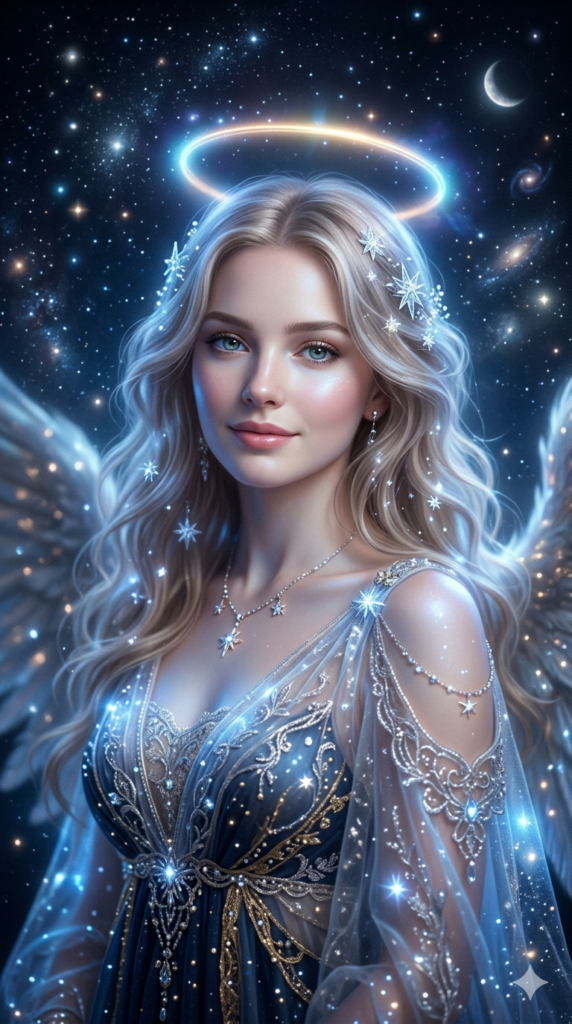 AI Prompt for Angelic Light Portrait Celestial Blue Light Portrait (Dreamy & Mystical)