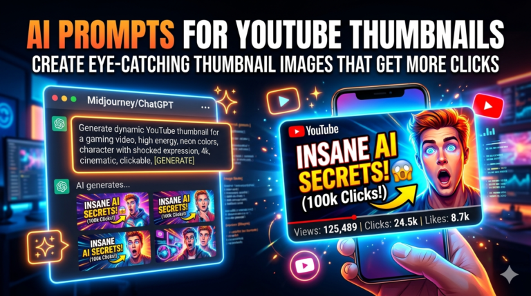 AI Prompts for YouTube Thumbnails | Create Eye-Catching Thumbnail Images That Get More Clicks